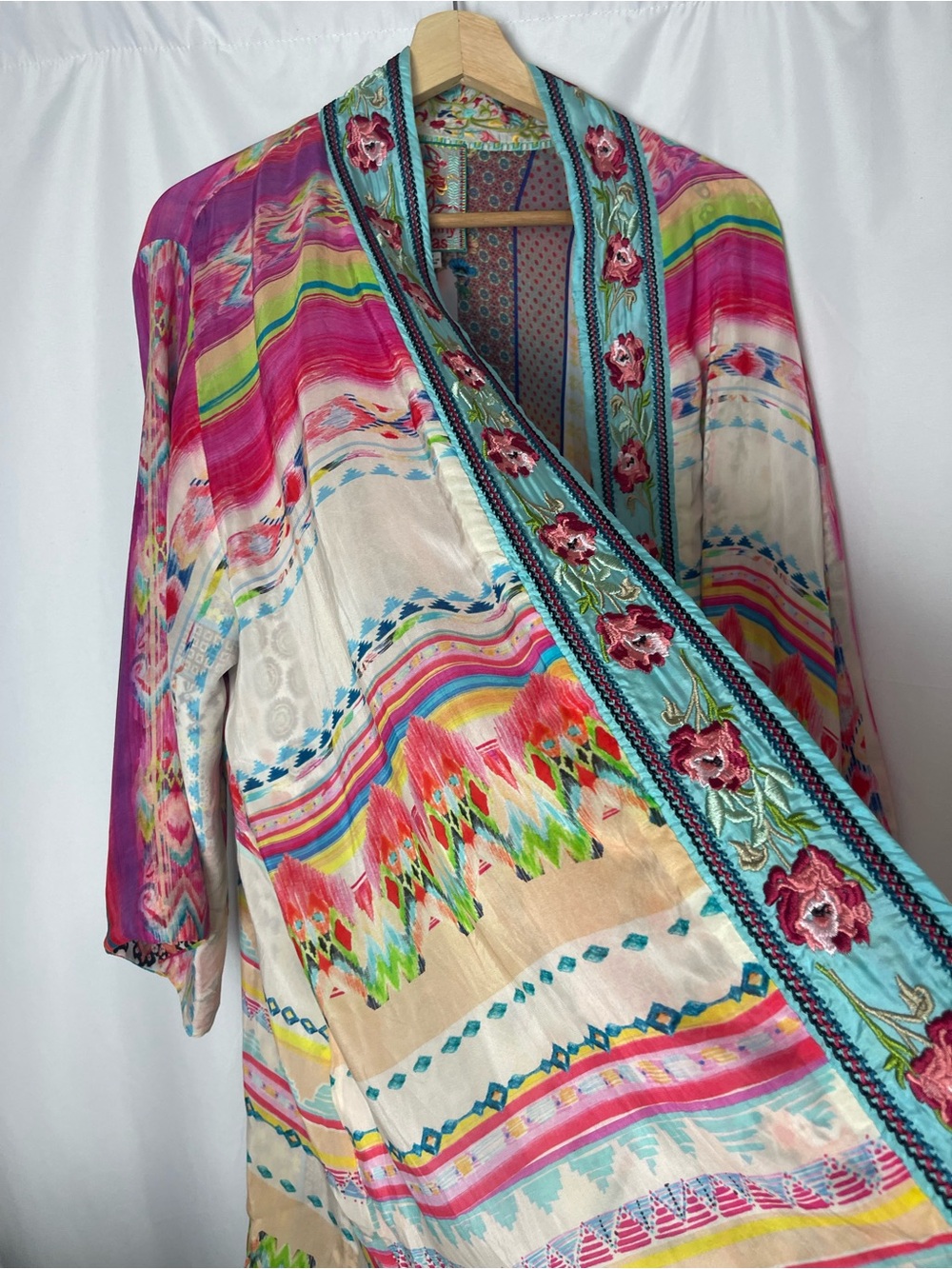 Johnny Was Maci Reversible cardigan Kimono Robe Jacket Embroidered Floral M - Picture 4 of 9